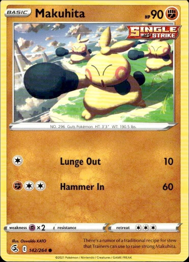2021 Pokémon Fusion Strike Makuhita #142/264 trading card