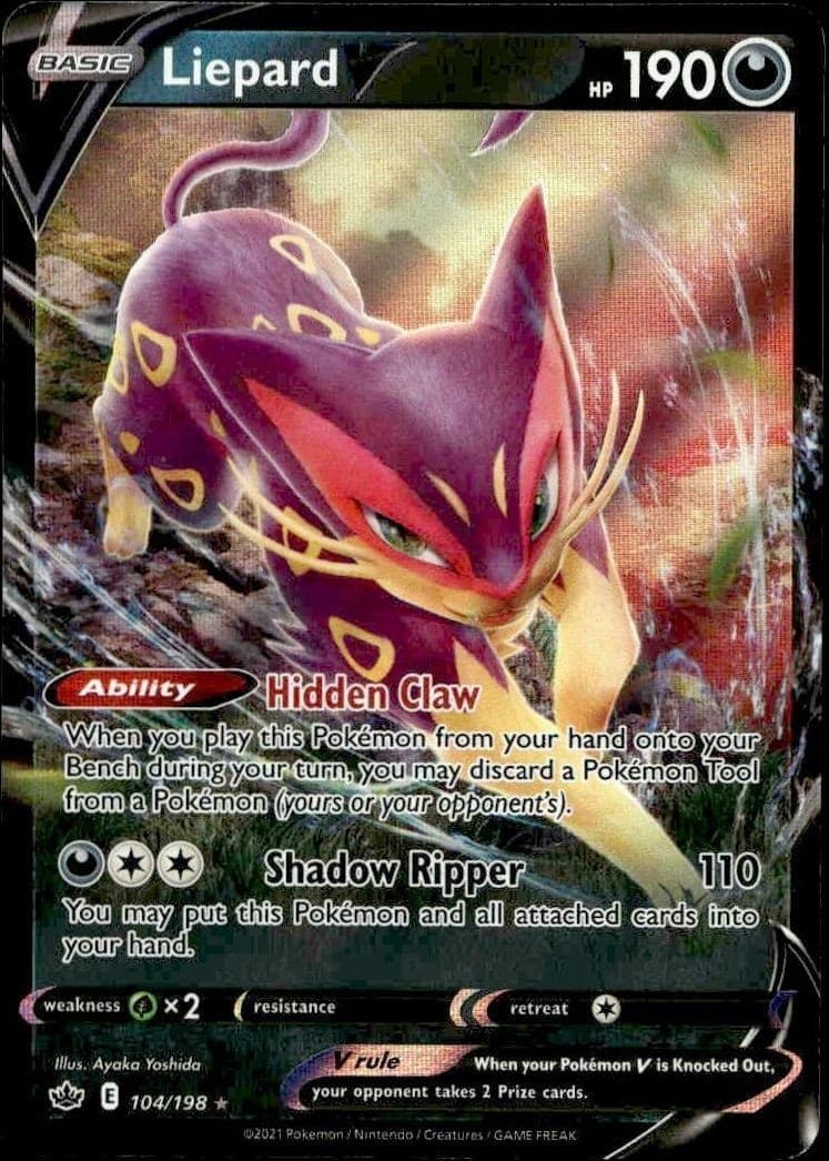 2021 Pokémon Chilling Reign Liepard V #104/198 trading card