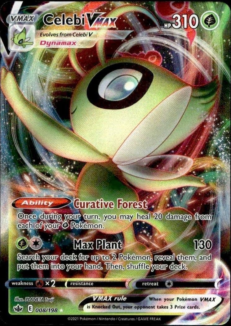 2021 Pokémon Chilling Reign Celebi VMAX #008/198 trading card