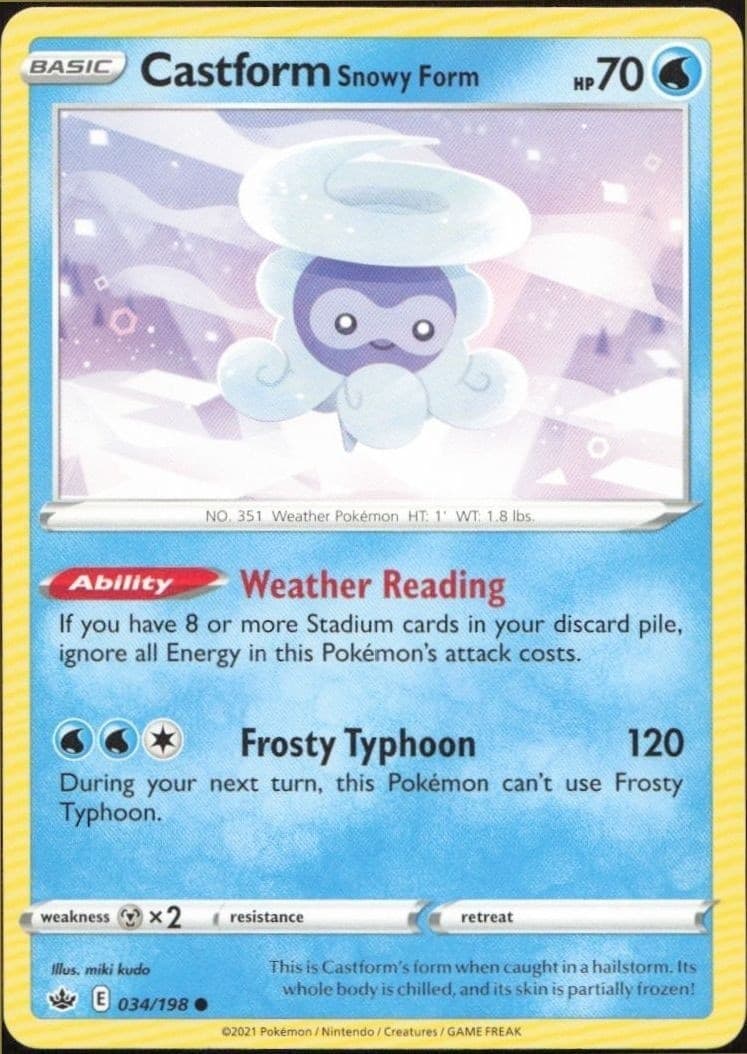 2021 Pokémon Chilling Reign Castform Snowy Form #034/198 trading card
