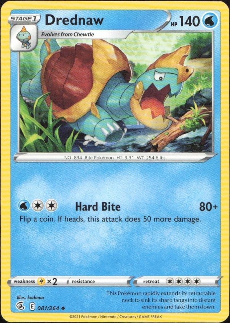 2021 Pokémon Fusion Strike Drednaw #081/264 trading card