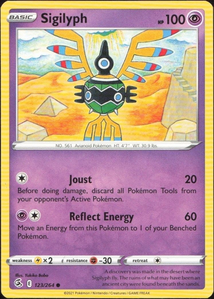 2021 Pokémon Fusion Strike Sigilyph #123/264 trading card