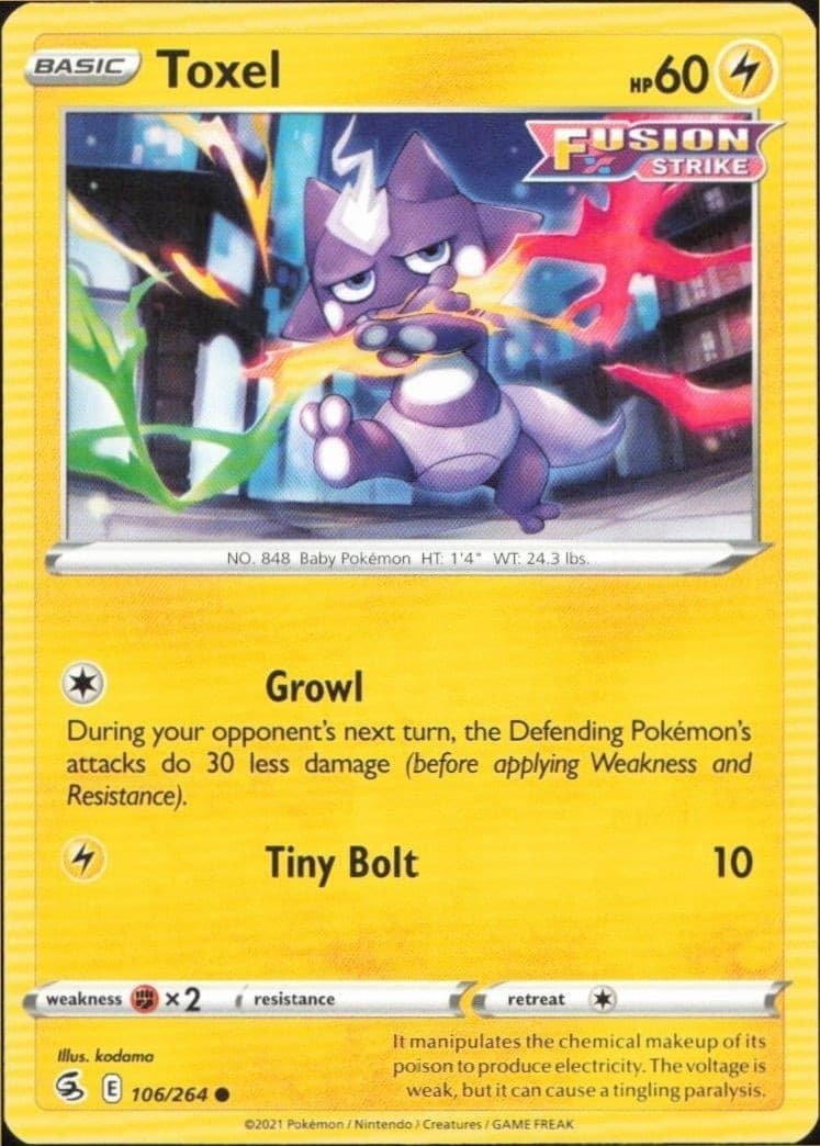 2021 Pokémon Fusion Strike Toxel #106/264 trading card
