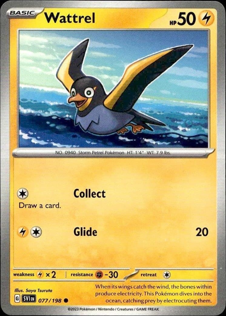 2023 Pokémon Scarlet & Violet Wattrel #077/198 trading card