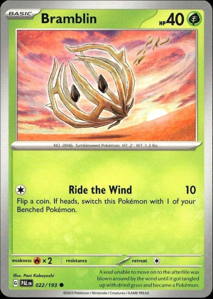 2023 Pokémon Paldea Evolved Bramblin #022/193 trading card
