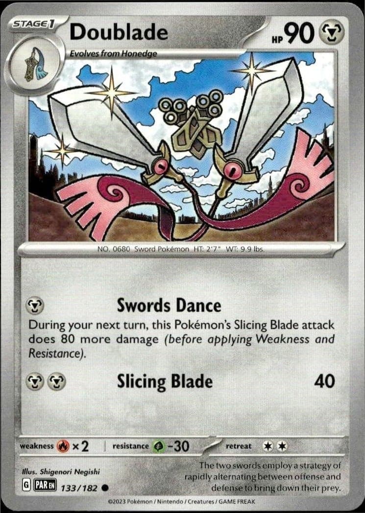 2023 Pokémon Paradox Rift Doublade #133/182 trading card