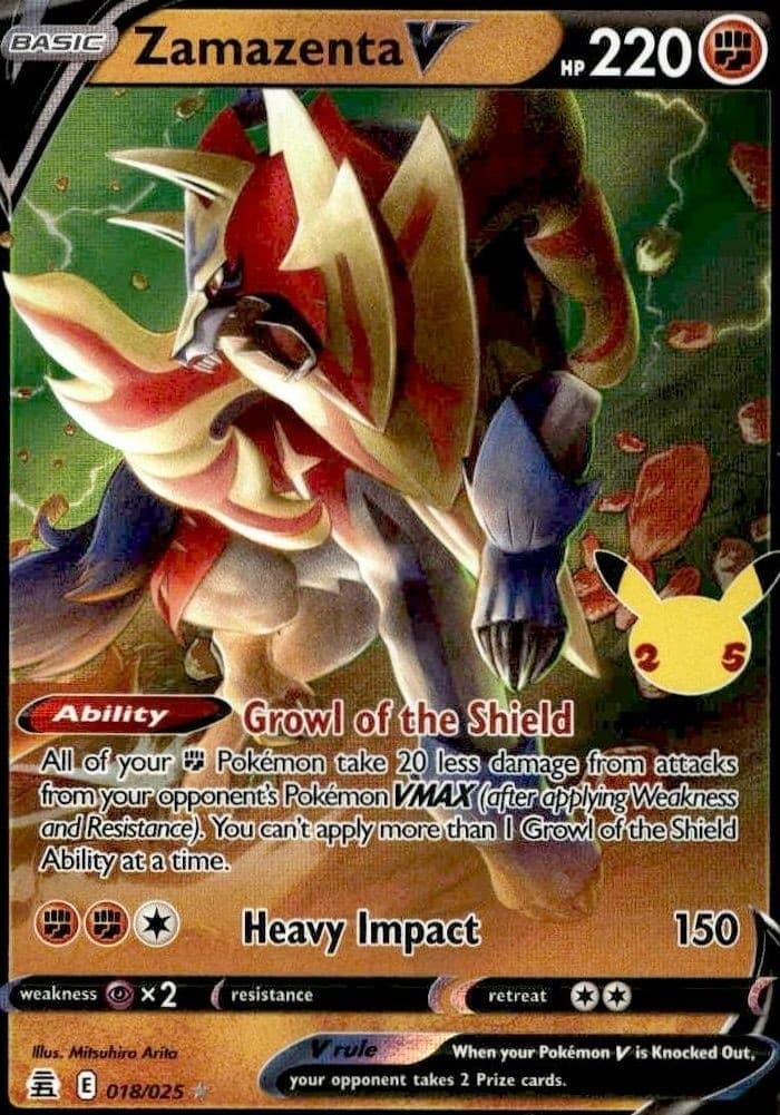 2021 Pokémon Celebrations Zamazenta V #018/025 trading card
