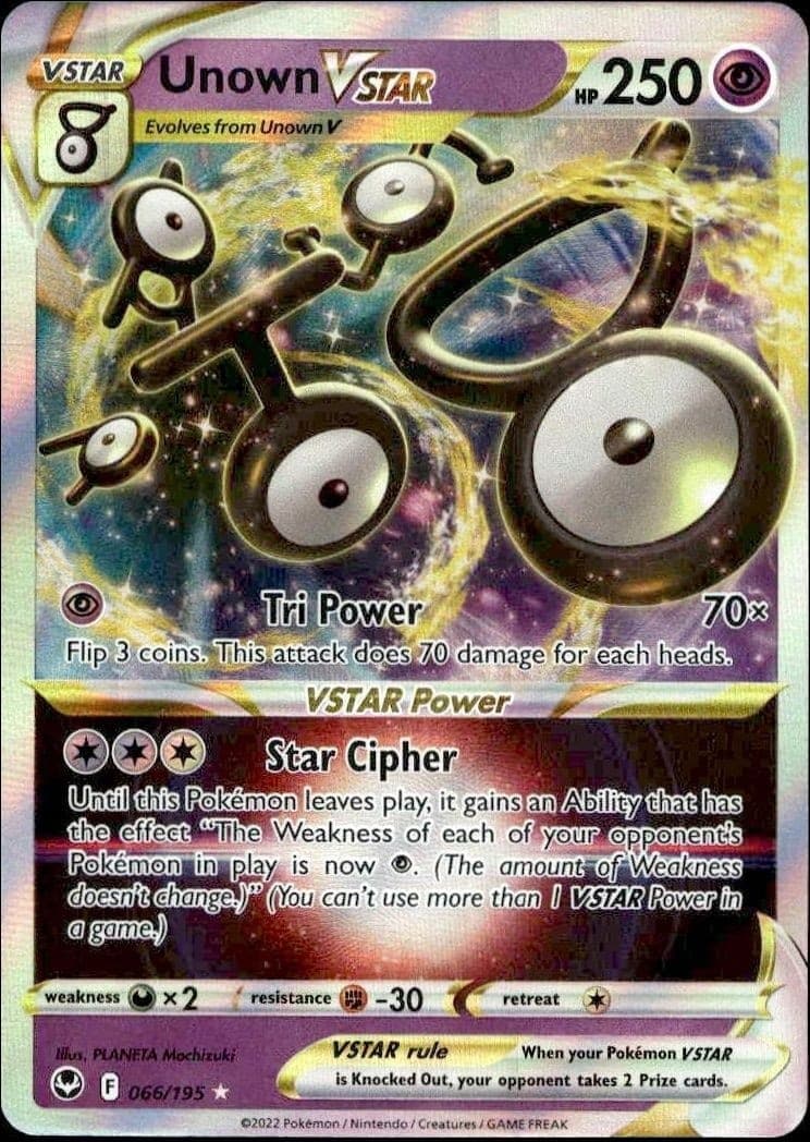 2022 Pokémon Silver Tempest Unown VSTAR #066/195 trading card