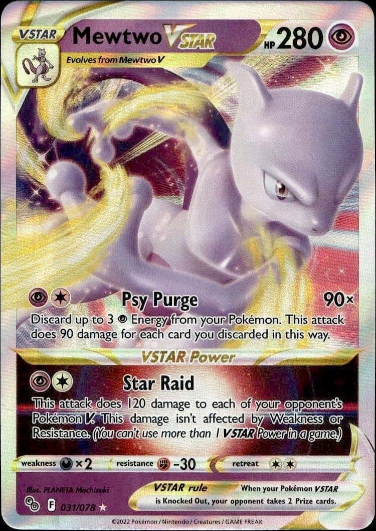 2022 Pokémon Pokémon GO Mewtwo VSTAR #031/078 trading card