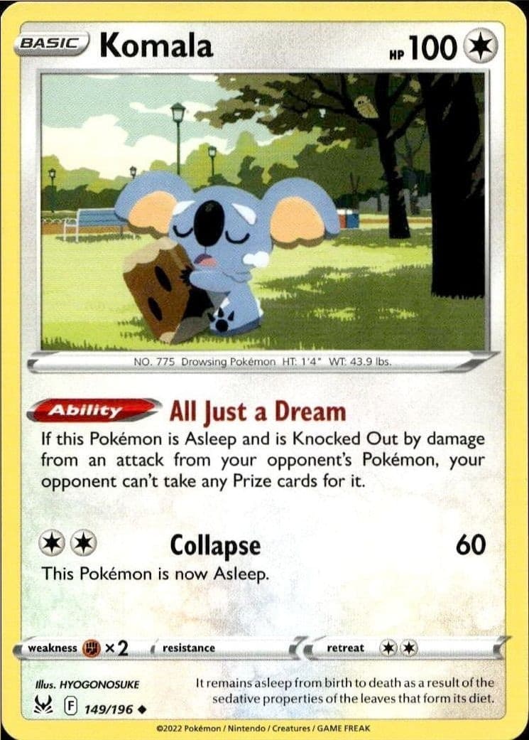 2022 Pokémon Lost Origin Komala #149/196 trading card