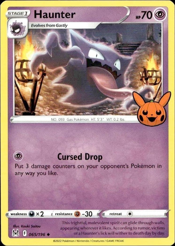 2022 Pokémon Lost Origin Haunter #065/196 trading card