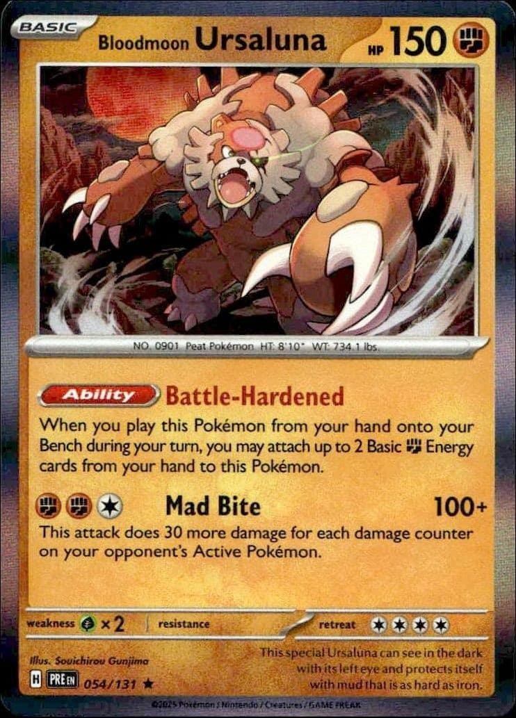 2025 Pokémon Prismatic Evolutions Bloodmoon Ursaluna #054/131 Pokémon card front
