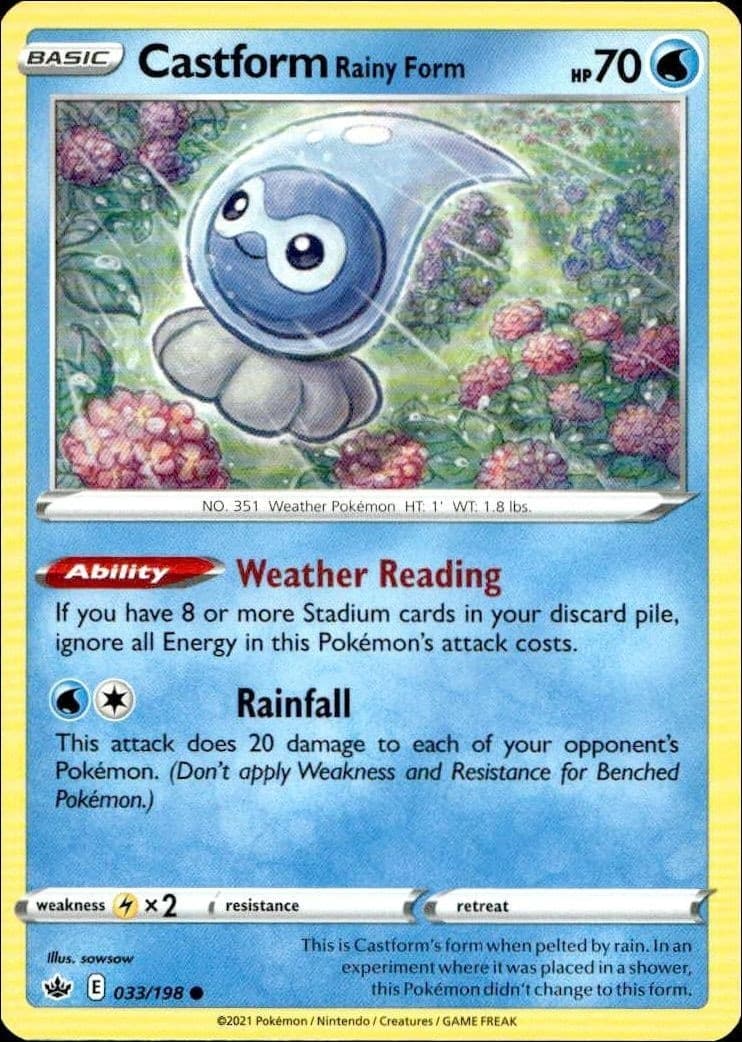 2021 Pokémon Chilling Reign Castform Rainy Form #033/198 trading card