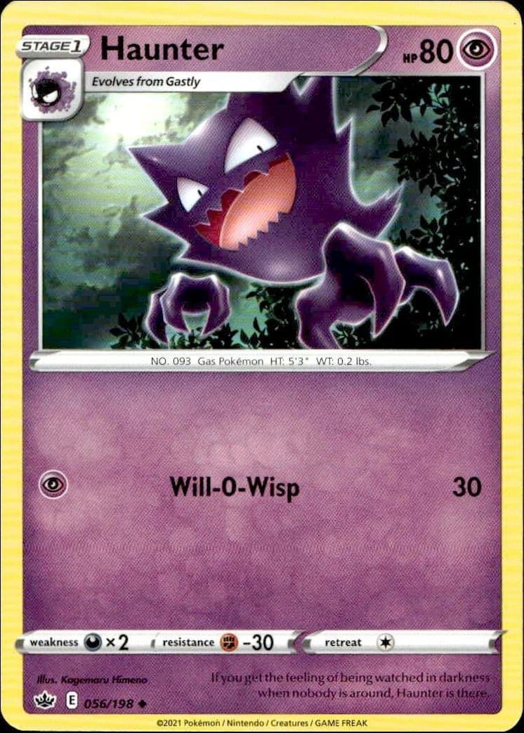 2021 Pokémon Chilling Reign Haunter #056/198 trading card