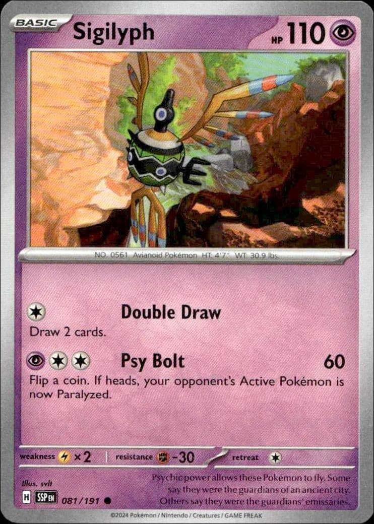 2024 Pokémon Surging Sparks Sigilyph #081/191 trading card