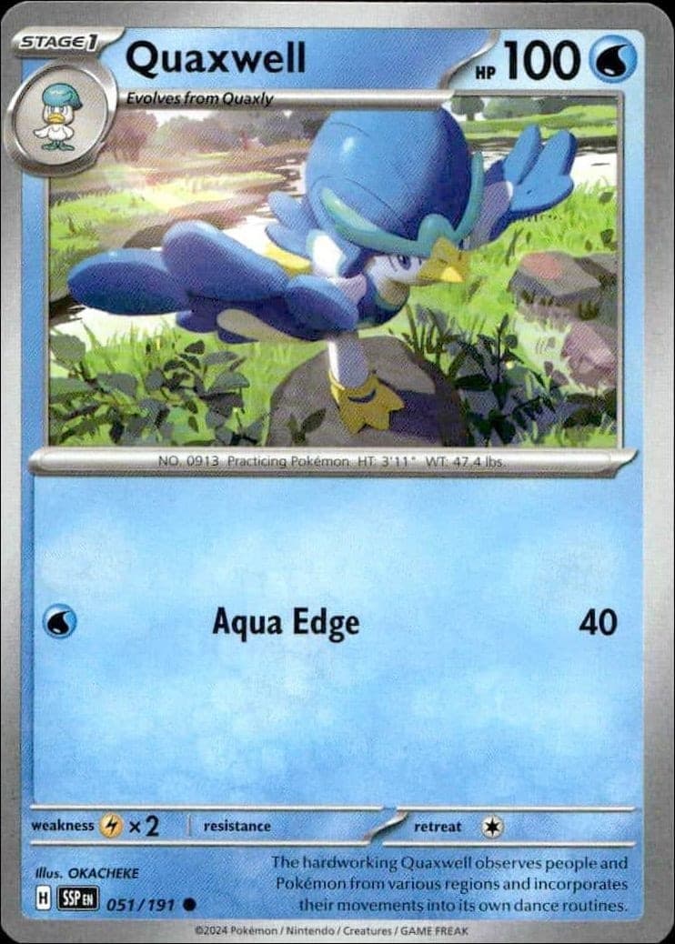 2024 Pokémon Surging Sparks Quaxwell #051/191 trading card