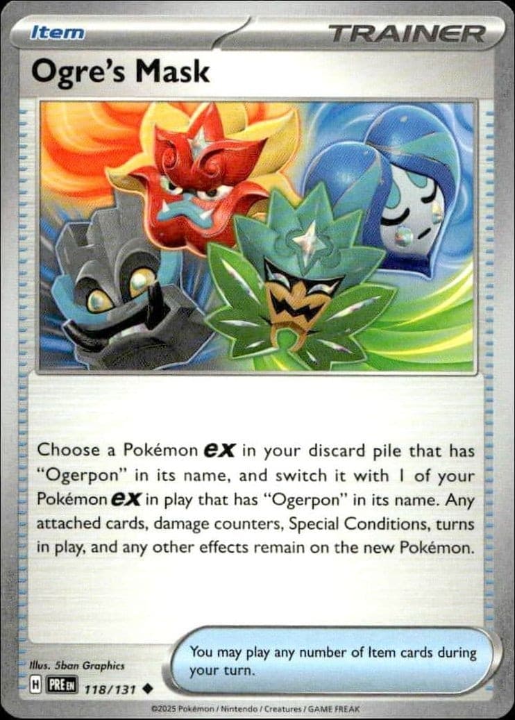 2025 Pokémon Prismatic Evolutions Ogre's Mask #118/131 Pokémon card front