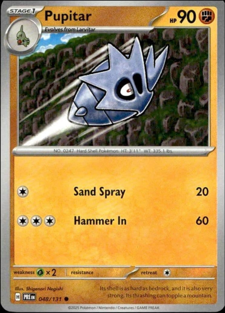 2025 Pokémon Prismatic Evolutions Pupitar #048/131 trading card