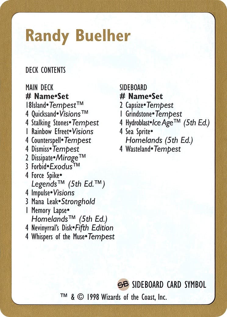 Randy Buehler Decklist - Image 1