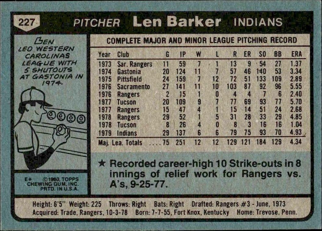 Len Barker - Back