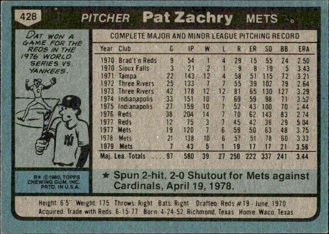 Pat Zachry - Back
