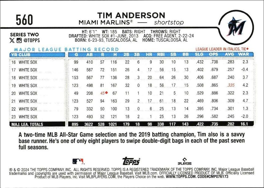 Tim Anderson - Back