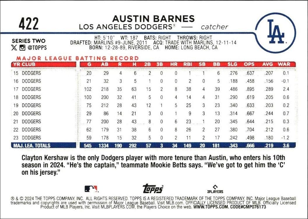 Austin Barnes - Back
