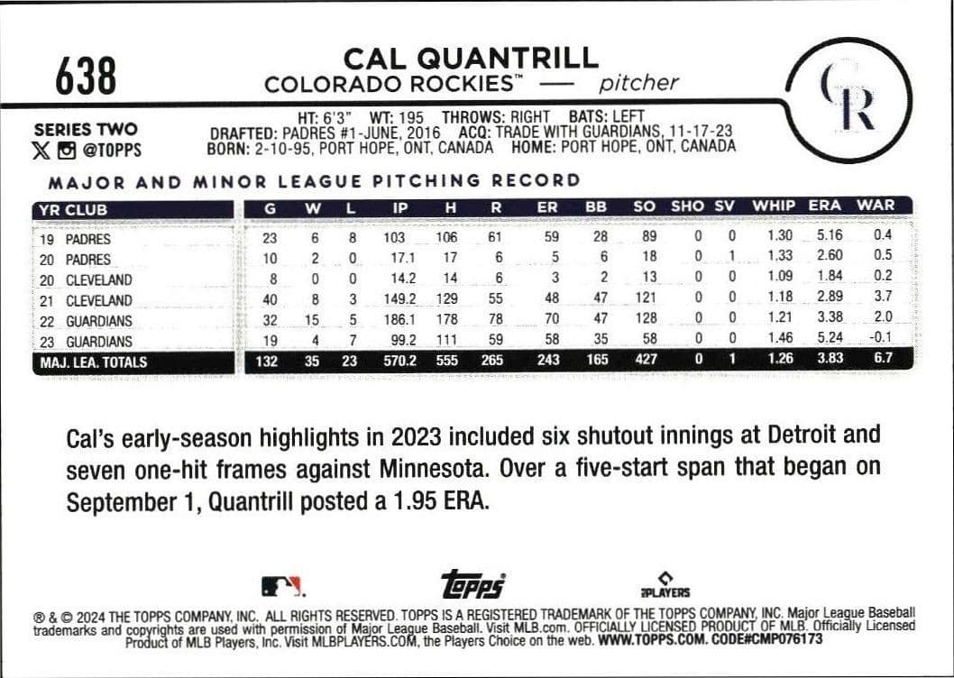 Cal Quantrill - Back