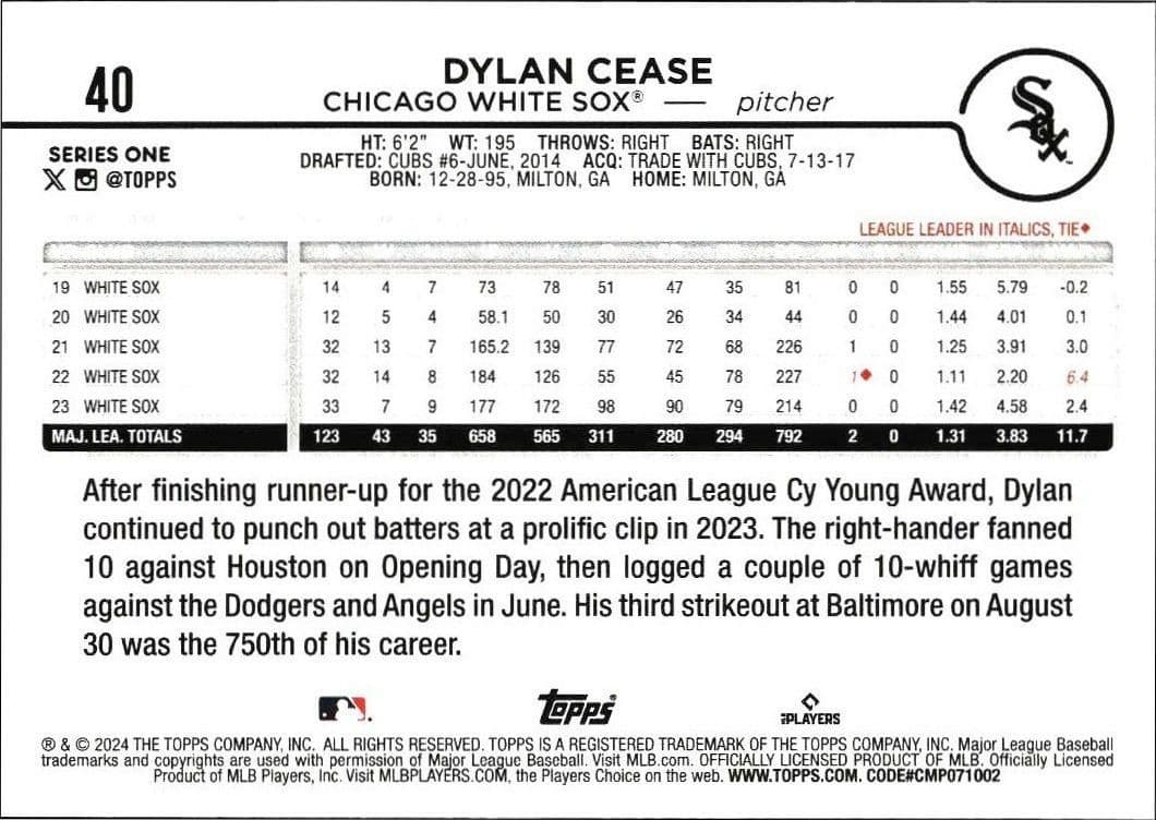 Dylan Cease - Back