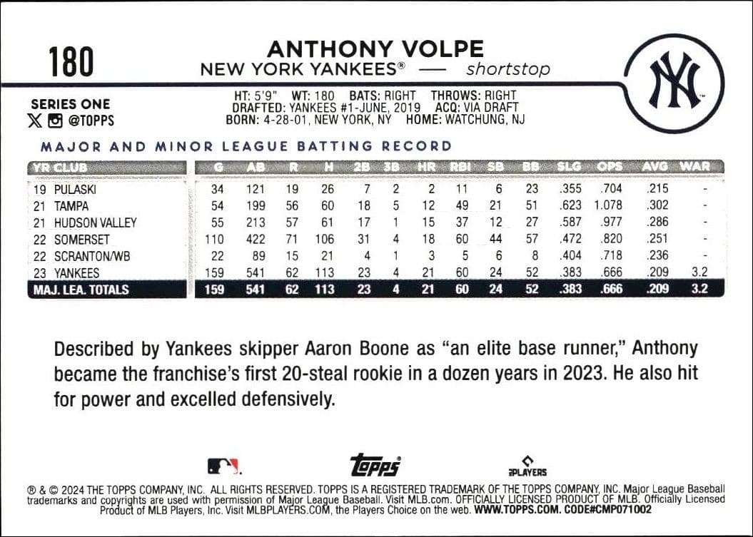 Anthony Volpe - Back