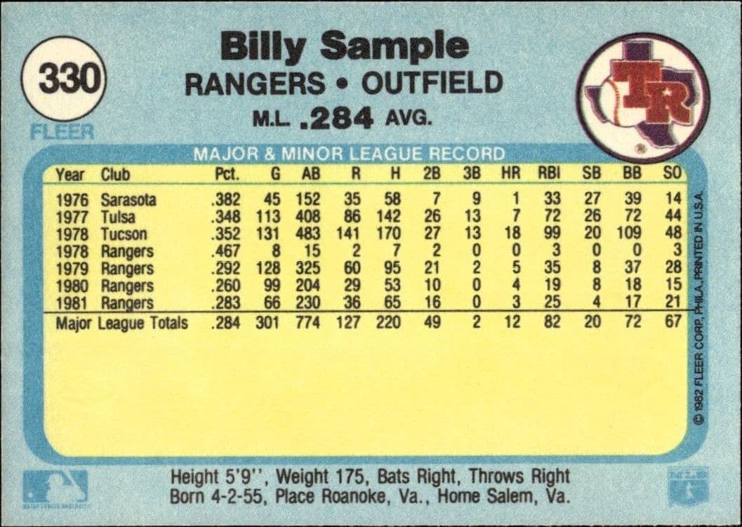 Billy Sample - Back