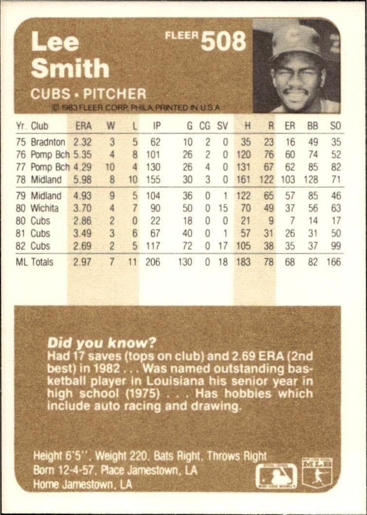 Lee Smith - Back