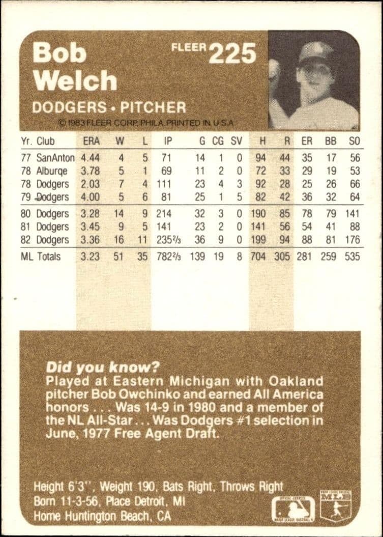 Bob Welch - Back