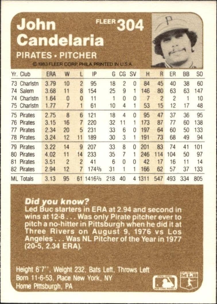 John Candelaria - Back