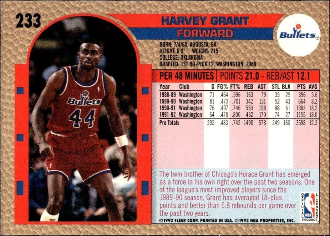 Harvey Grant - Back