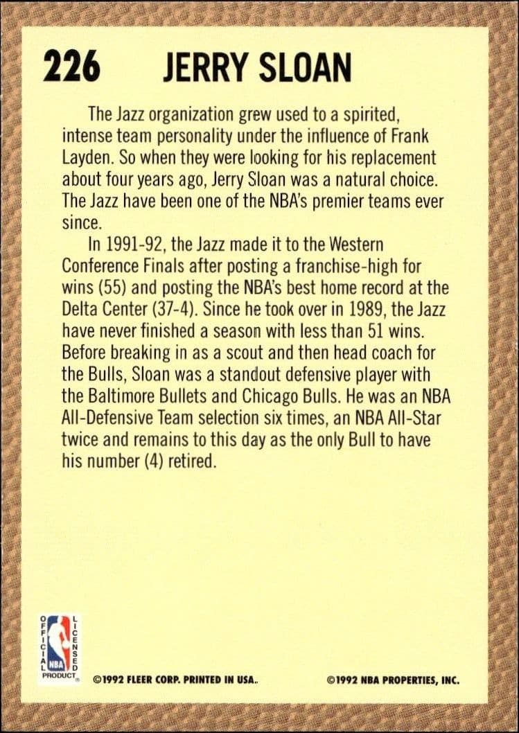Jerry Sloan - Back