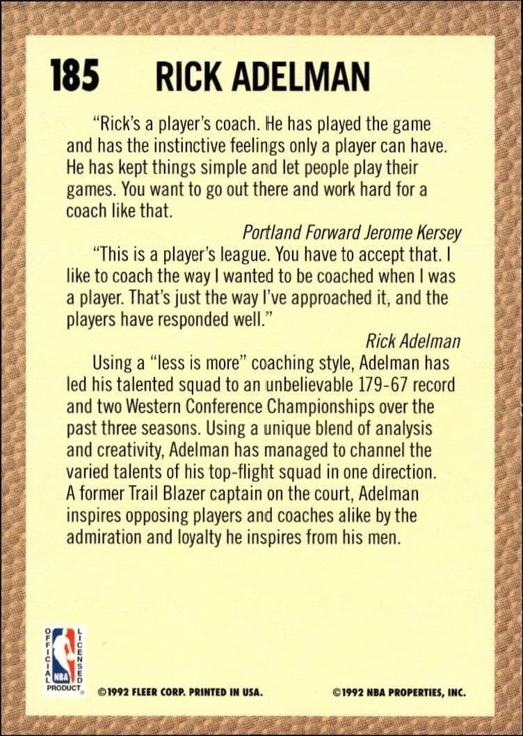 Rick Adelman - Back