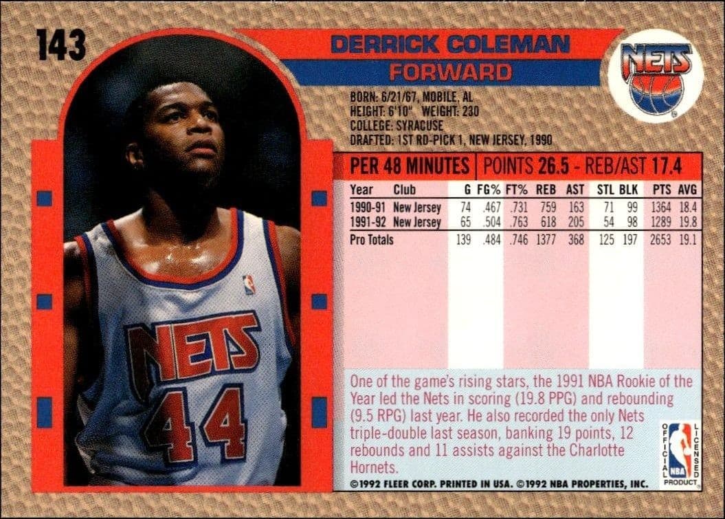 Derrick Coleman - Back