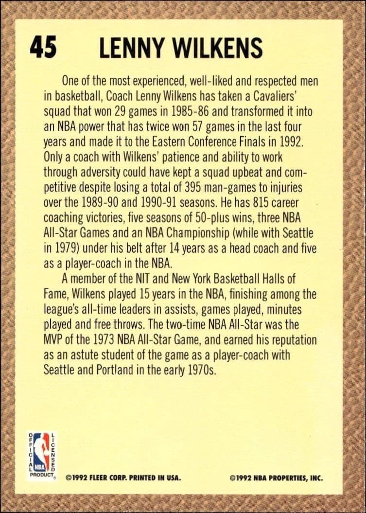 Lenny Wilkens - Back