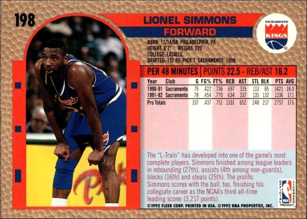 Lionel Simmons - Back
