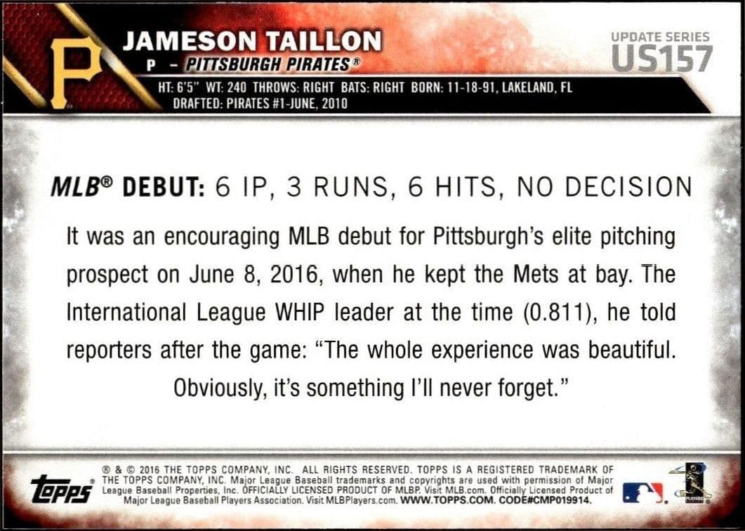 Jameson Taillon - Back