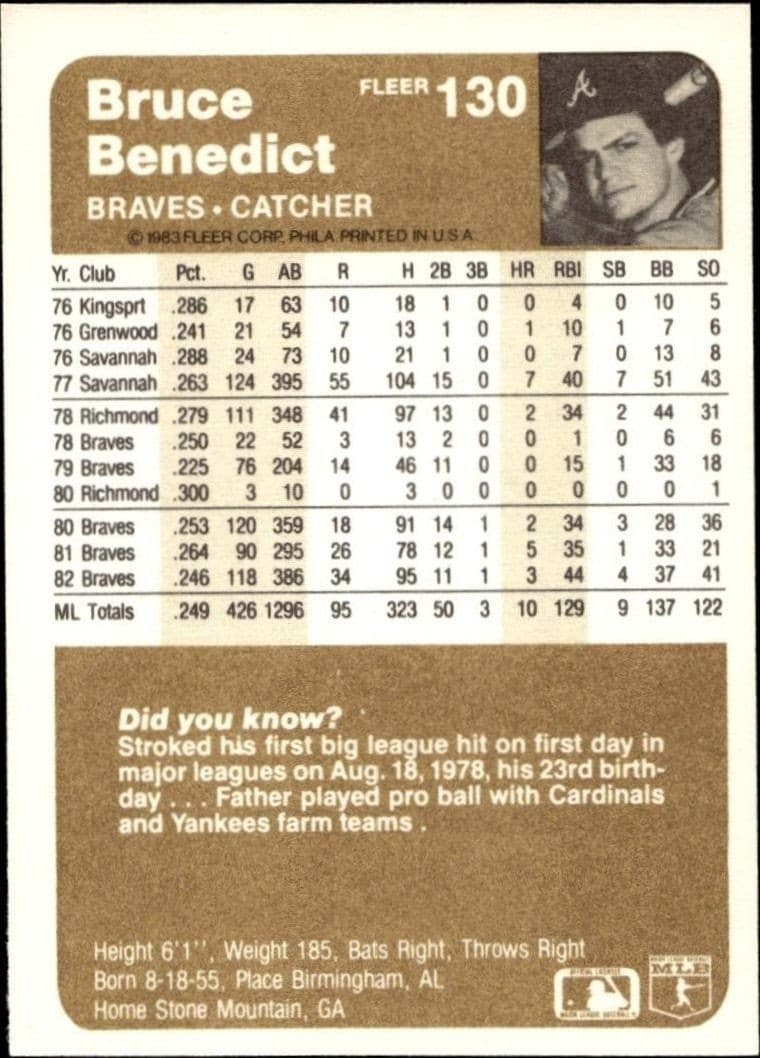 Bruce Benedict - Back