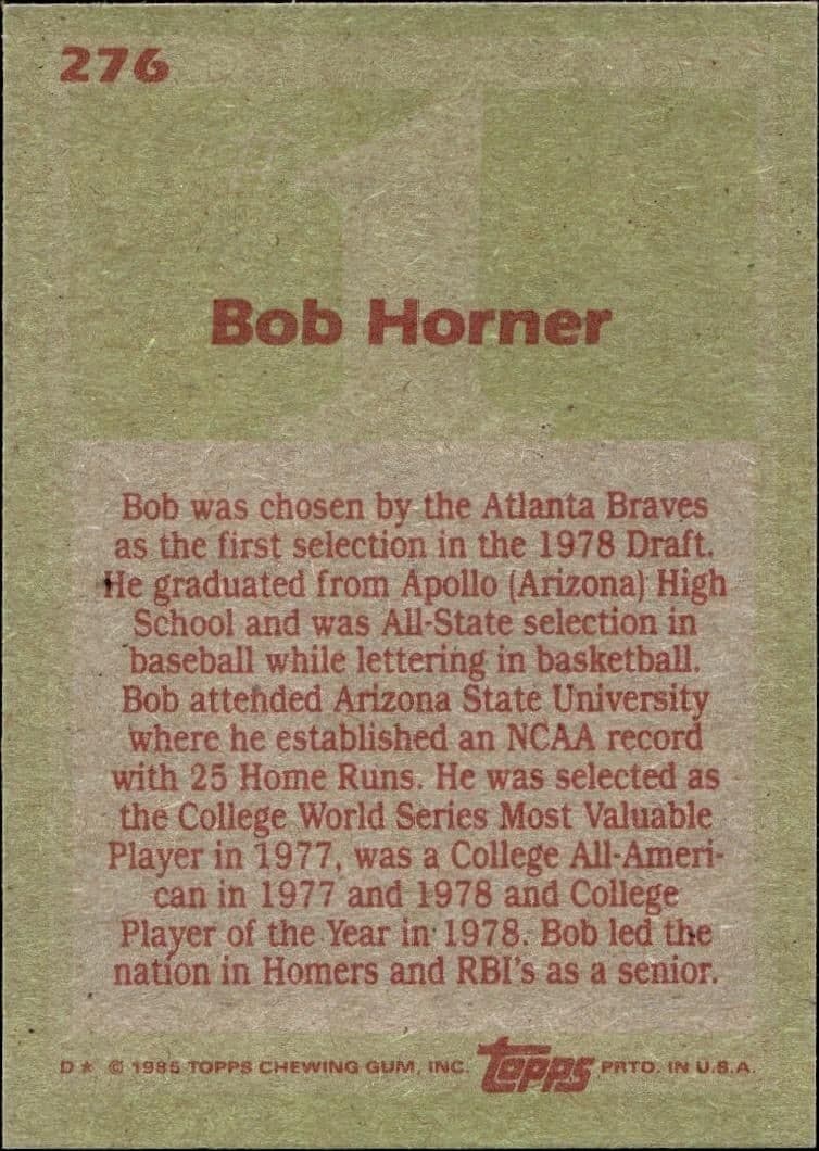Bob Horner - Back