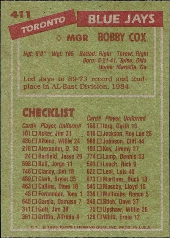 Bobby Cox - Back