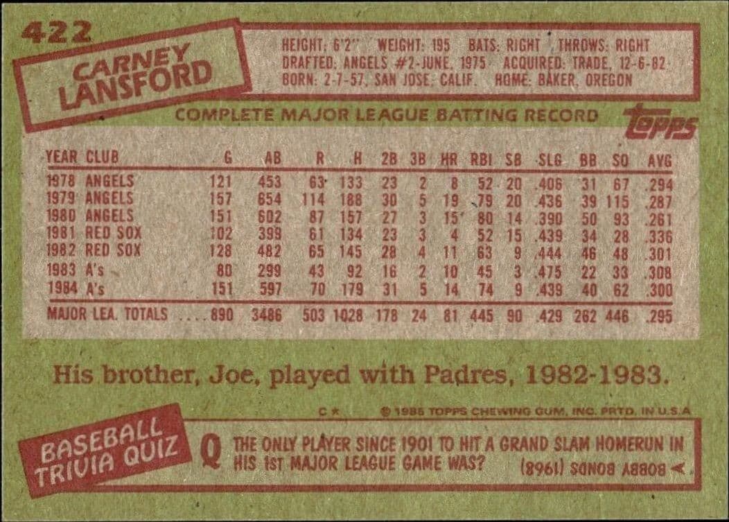 Carney Lansford - Back