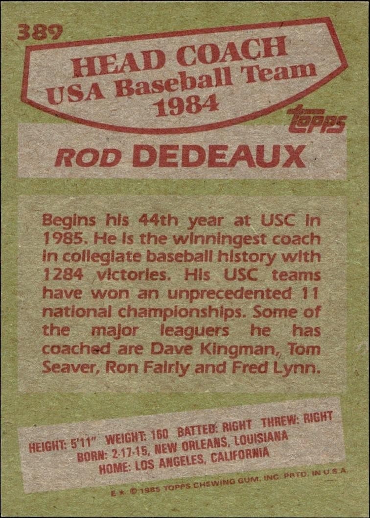 Rod Dedeaux - Back
