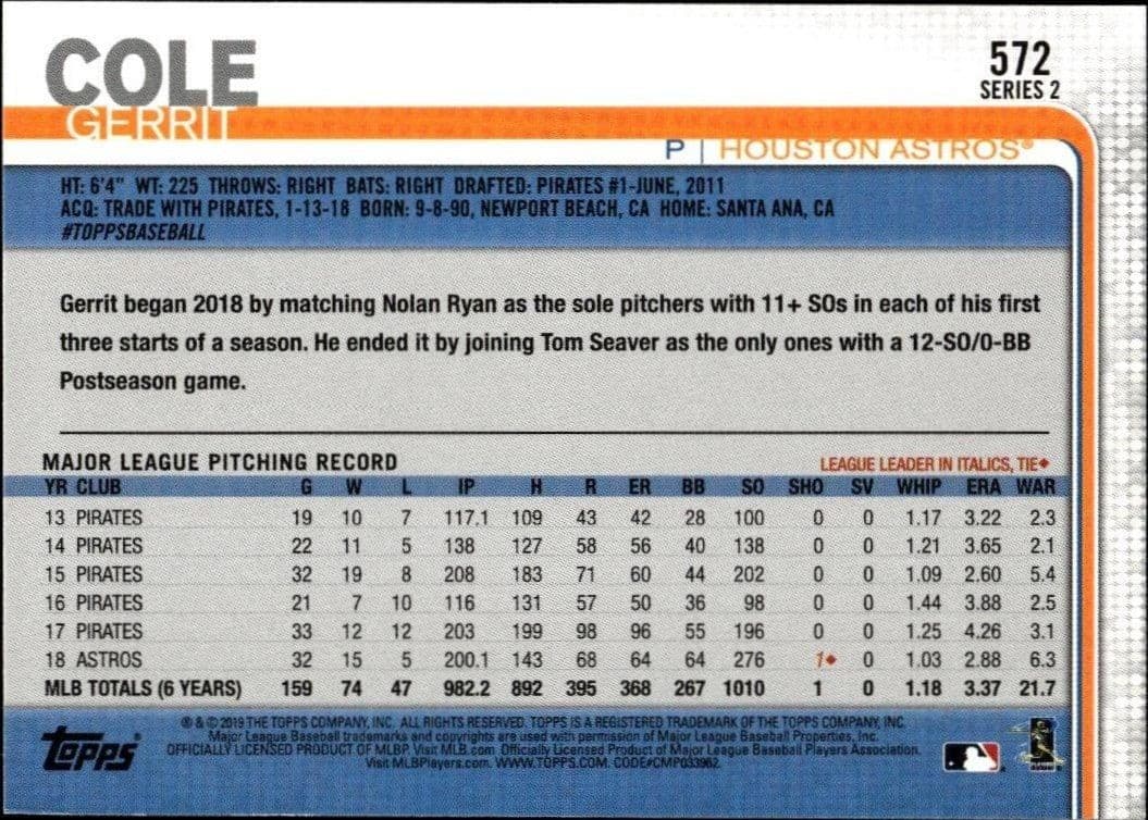 Gerrit Cole - Back