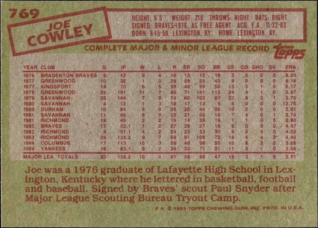 Joe Cowley - Back
