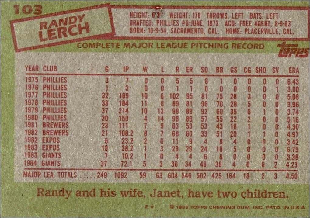 Randy Lerch - Back