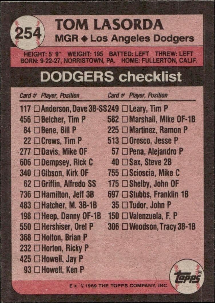 Tom Lasorda - Back